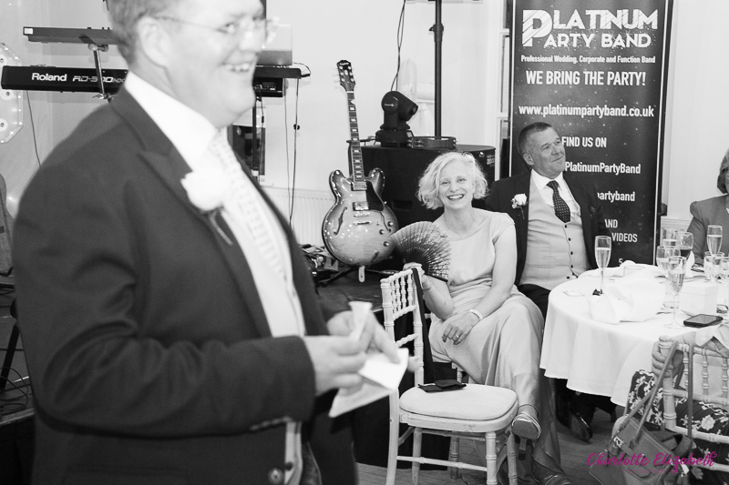 Wedding speeches at Cawthorne Village Hall by natural wedding photographer in Barnsley