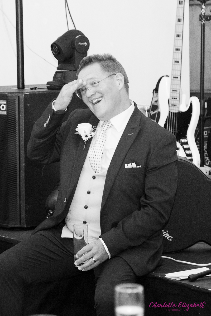 Wedding speeches at Cawthorne Village Hall by natural wedding photographer in Barnsley