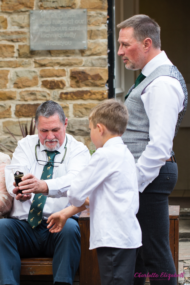 wedding guests at Mosbrough Hall summer wedding