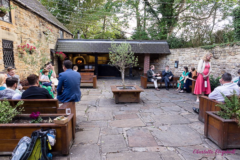 wedding guests at Mosbrough Hall summer wedding