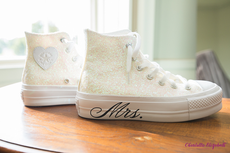 Bridal preparations at Owston Hall Hotel personalised wedding converse