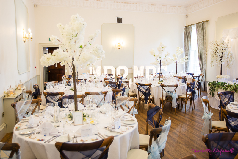 Wedding breakfast room at Owston Hall wedding photographer