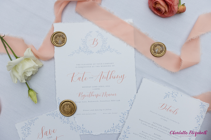 Bridgerton wedding stationery inspiration at Rogerthorpe Manor